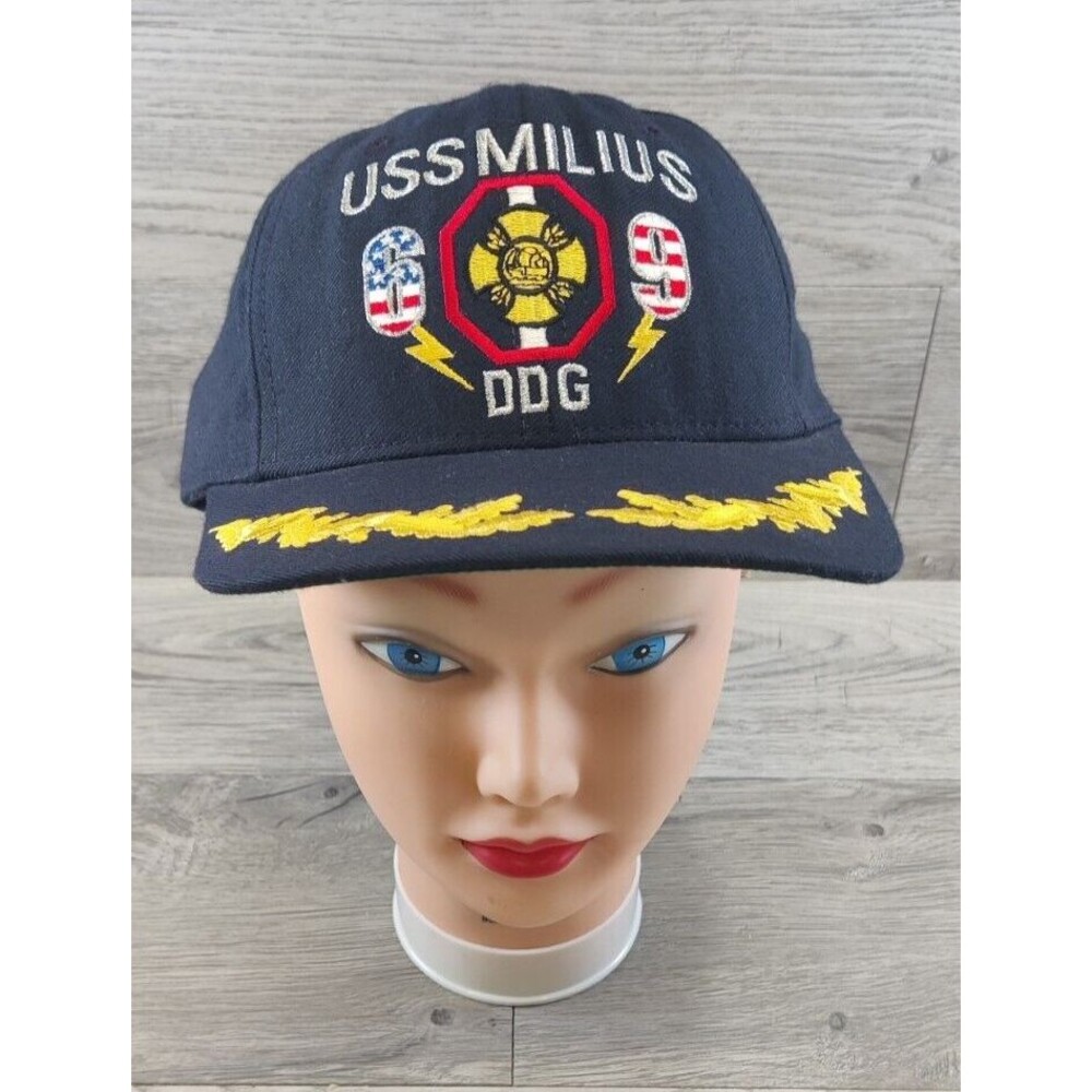 The Corps USS Milius DDG 69 Logo Blue Baseball Cap Snapback Hat Adjustable